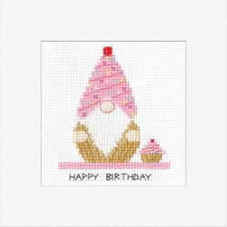 Borduurpakket Gonk - Birthday Cupcake Card - Heritage Crafts