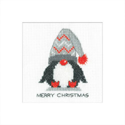 Borduurpakket Penguin Card - Woolly Hat - Heritage Crafts
