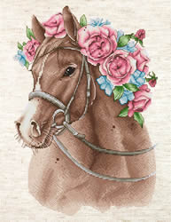 Borduurpakket The Horse in Flowers - Hobby Jobby