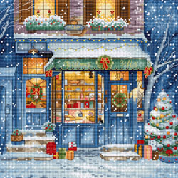 Borduurpakket Christmas Gifts Shop - Leti Stitch