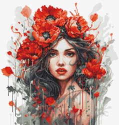 Borduurpakket The Girl With Poppies - Luca-S