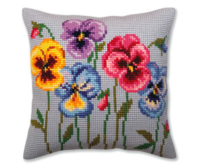 Kussen borduurpakket Pansies - Collection d'Art