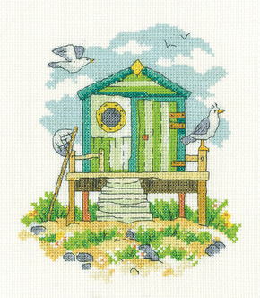 Borduurpakket Green Beach Hut - Heritage Crafts