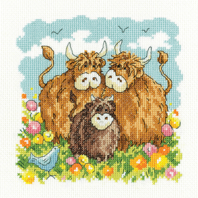 Borduurpakket Highland Cows - Heritage Crafts