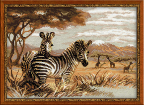 Cross Stitch Kit Zebras in the Savannah - RIOLIS