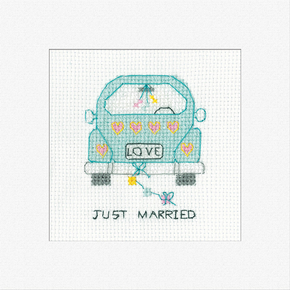 Borduurpakket Card - Just Married - Heritage Crafts