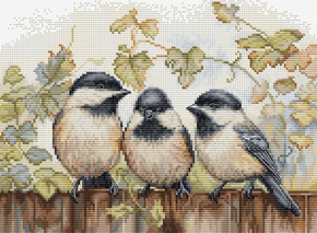 Borduurpakket Chickadees On The Fence - Luca-S